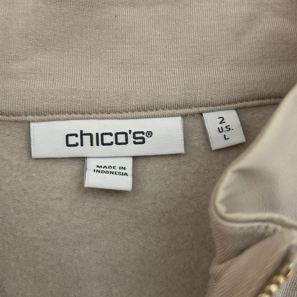 Chico's Multi Fabric Half Zip Pull Over Top  Chico’s 2 (US 12/large) - Picture 5 of 6